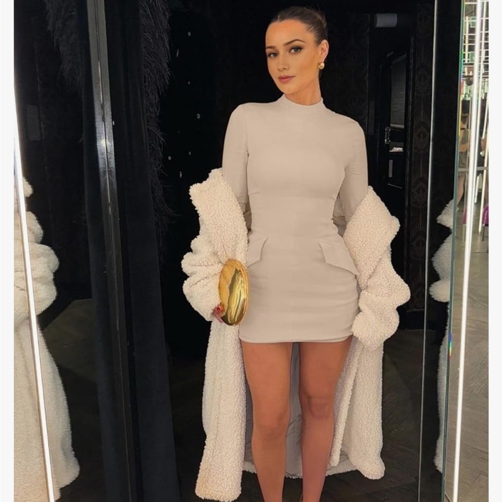 Women's Fall Long Sleeve Mock Neck Dress Basic Party Club Bodycon Mini
Dress - Picture 2 of 4
